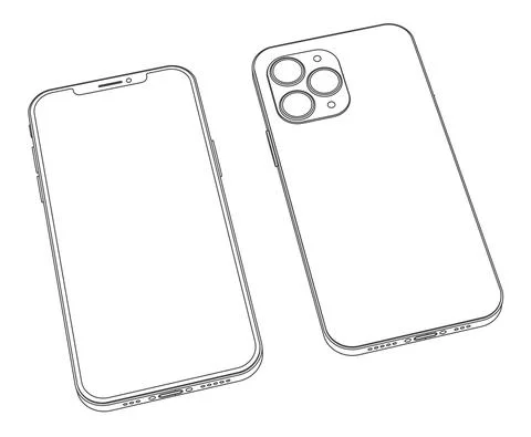 Vector modern mobile phone line art Stock Illustration