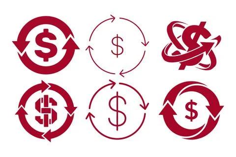 Vector of Modern money recycling circular icons with dollar signs Stock Illustration