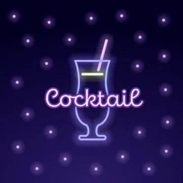 Vector modern neon light cocktail party banner template. Stock Illustration