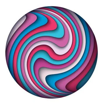 Vector modern paper cut waves round background. 스톡 일러스트