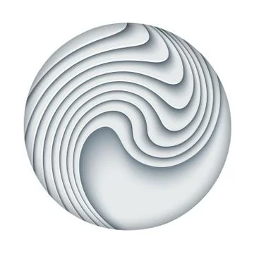 Vector modern paper cut waves round background. Stock Illustration