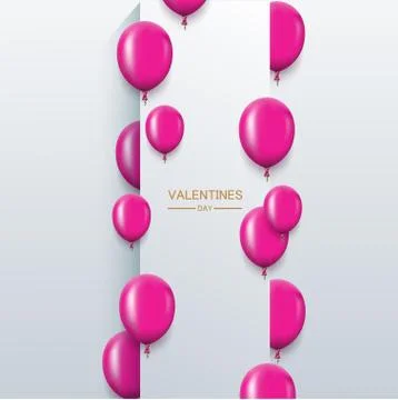 Vector modern pink balloons background for happy birthday or valentine day. Stock Illustration