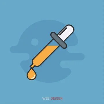 Vector modern pipette icon with drop web background. Ilustração Stock