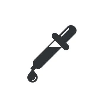 Vector modern pipette icon with drop on white. Ilustração Stock