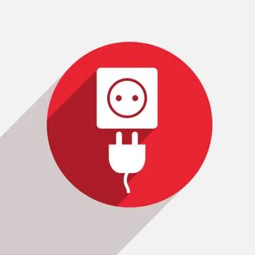 Vector modern plug red circle icon Illustrazione stock