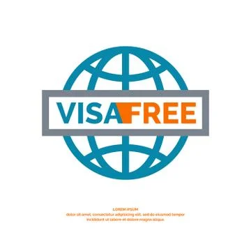 Vector modern poster free visa with blue globe Stock Illustration