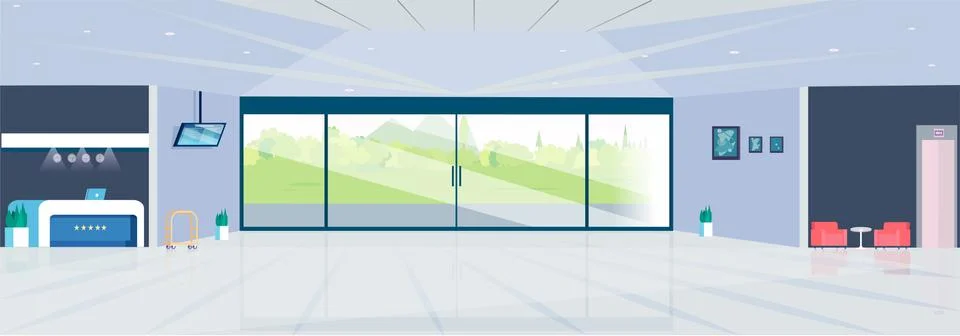 Vector of a modern reception area lobby of a contemporary hotel Stock Illustration