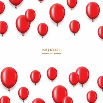 Vector modern red balloons background for happy birthday or valentine day. Stock Illustration