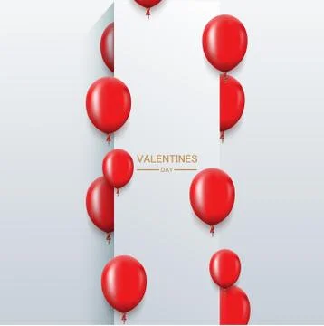 Vector modern red balloons background for happy birthday or valentine day. Stock Illustration