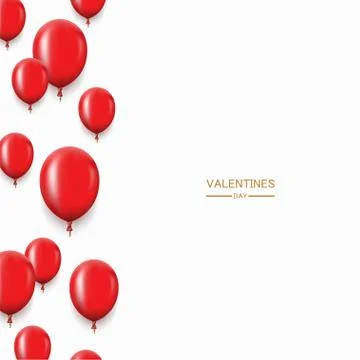 Vector modern red balloons background for happy birthday or valentine day. Stock Illustration