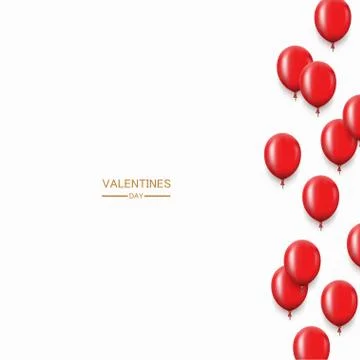 Vector modern red balloons background for happy birthday or valentine day. Stock Illustration