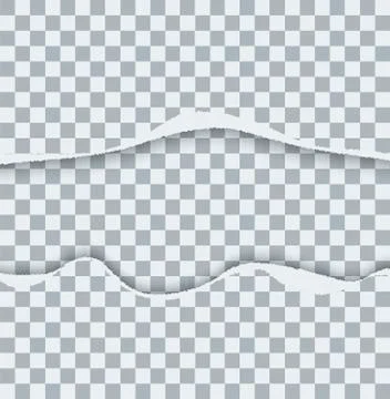 Vector modern ripped torn paper on transparent background Stock Illustration