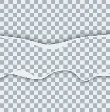 Vector modern ripped torn paper on transparent background Stock Illustration