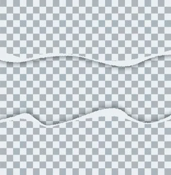 Vector modern ripped torn paper on transparent background Stock Illustration