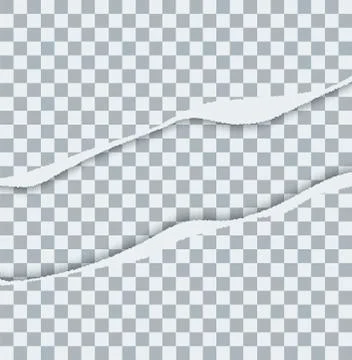 Vector modern ripped torn paper on transparent background Stock Illustration