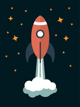 Vector modern rocket illustration Stock Illustration