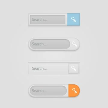 Vector modern search bars set on gray background Stock Illustration