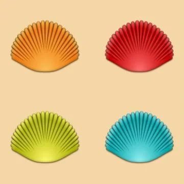 Vector modern shells set on orange Stock Illustration