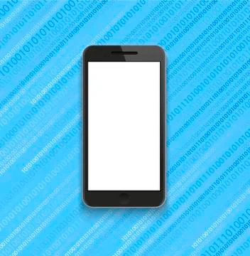 Vector modern smartphone on binary code background Stock Illustration