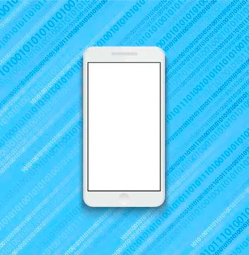 Vector modern smartphone on binary code background Stock Illustration