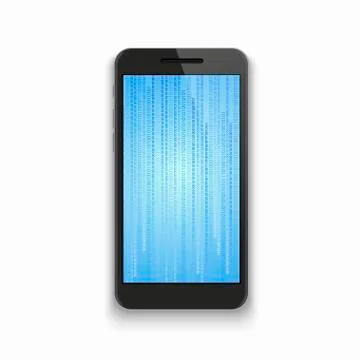 Vector modern smartphone with binary code background Stock Illustration