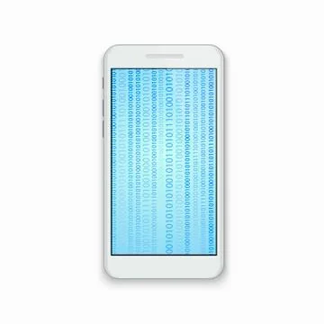 Vector modern smartphone with binary code background Stock Illustration