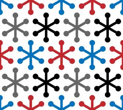 Vector modern snowflake seamless pattern. Repeating texture geometric background 스톡 일러스트