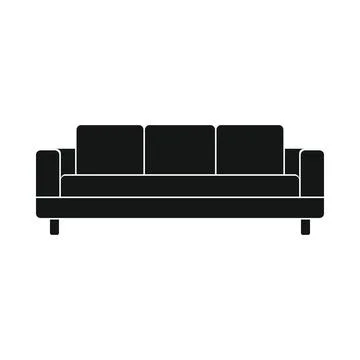Vector Modern sofa black simple icon isolated on white Stock Illustration