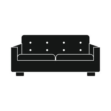 Vector Modern sofa black simple icon isolated Stock Illustration