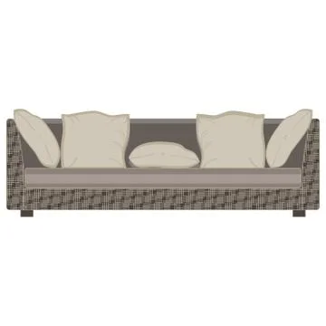 Vector modern sofa flat icon isolated. Furniture luxury front view elegant. C Stock Illustration