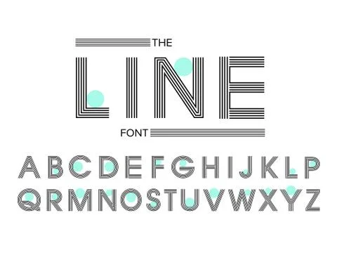 Vector of modern stylized font and alphabet Stock Illustration