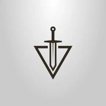 Vector modern symbol of sword cutting into a triangle Illustrazione stock