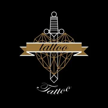 Vector of Modern tattoo studio logo templates on dark background Stock Illustration