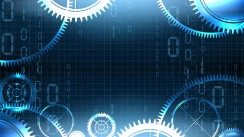 Vector modern technological gear illuminated background Stock Illustration