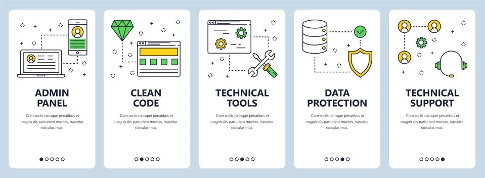 Vector modern thin line admin panel concept web banner set Stockillustratie