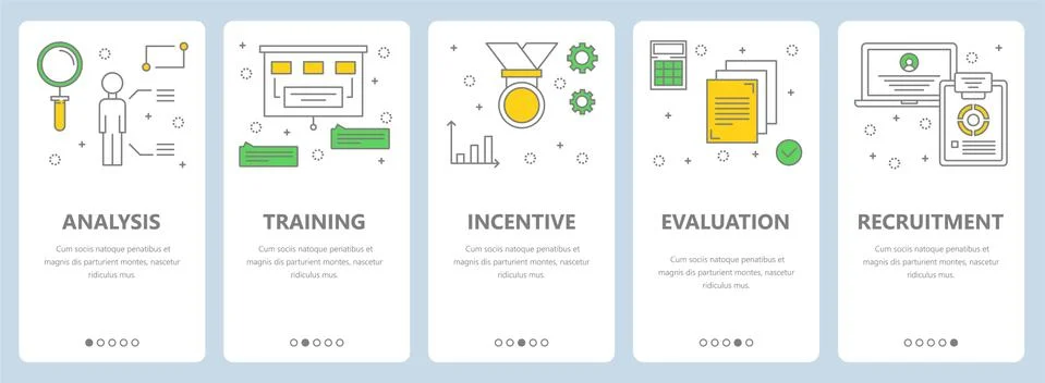 Vector modern thin line art style human resources concept banners Stock Illustration