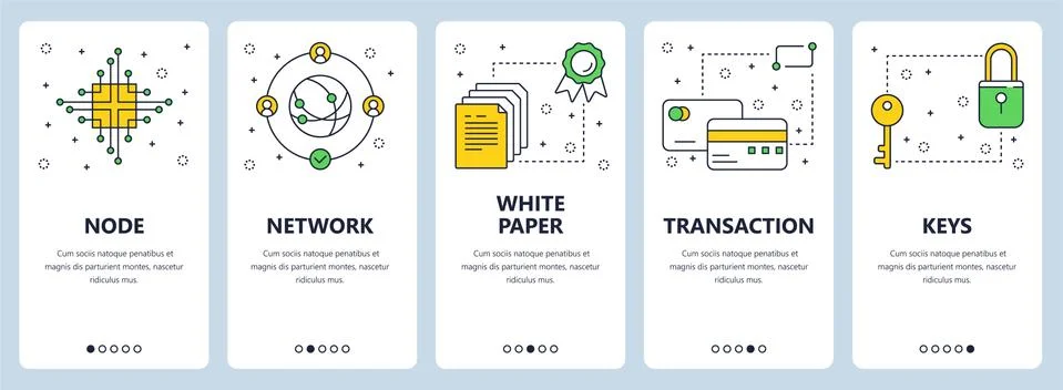 Vector modern thin line bitcoin concept web banners Illustrazione stock