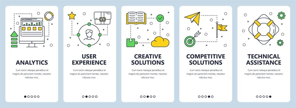 Vector modern thin line business analytics concept web banners 스톡 일러스트