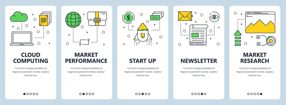 Vector modern thin line cloud computing concept web banner set Illustrazione stock