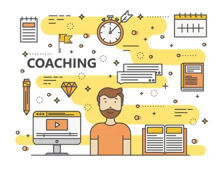 Vector modern thin line coaching concept illustration Stock Illustration