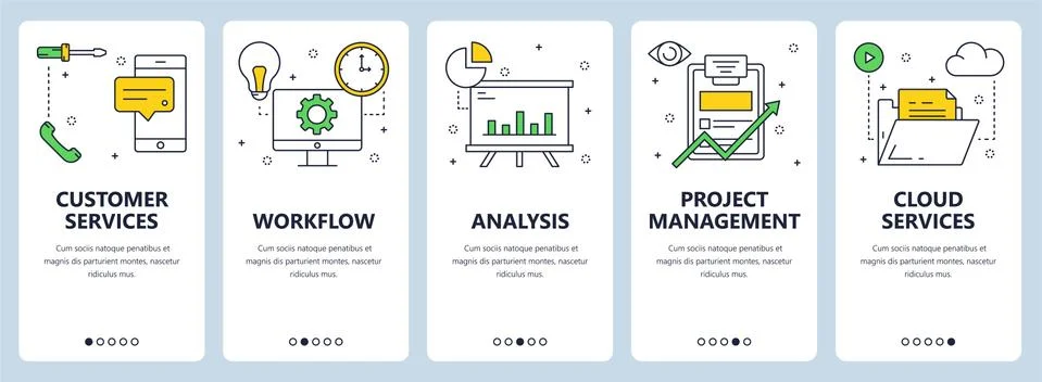 Vector modern thin line customer services concept web banner set Stock Illustration