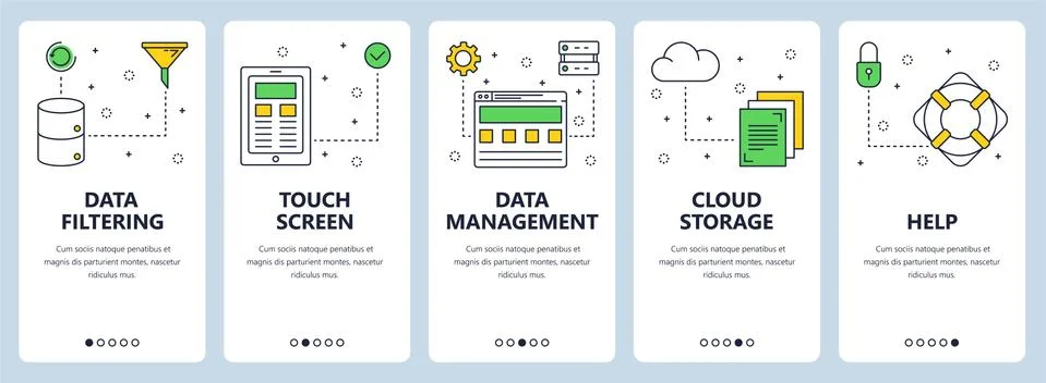 Vector modern thin line data filtering concept web banners Stock Illustration