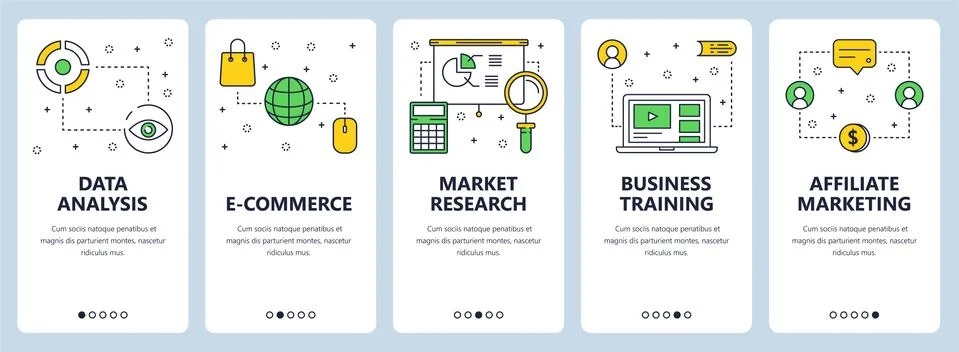 Vector modern thin line data analysis concept web banners Stockillustratie