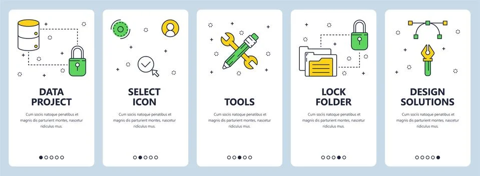 Vector modern thin line data project concept web banner set Illustration