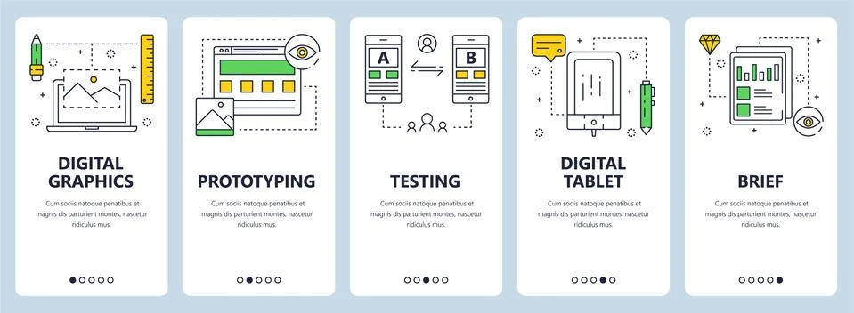 Vector modern thin line digital graphics concept web banners Stock Illustration