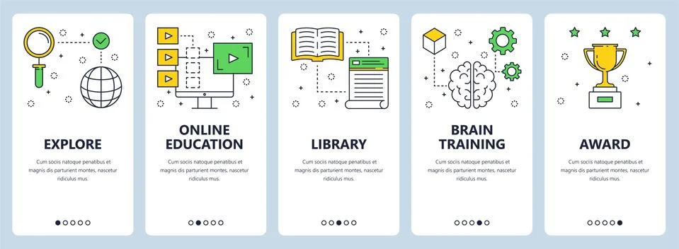 Vector modern thin line education concept web banner set Stock Illustration