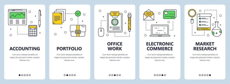 Vector modern thin line financial accounting concept web banner set Stock Illustration
