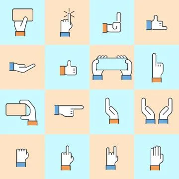 Vector modern thin line flat design of hands Stock Illustration