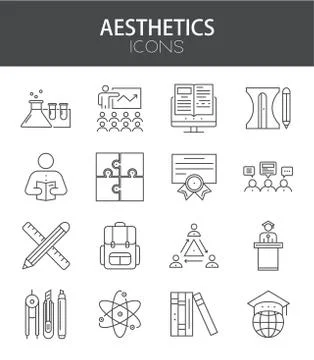 Vector modern thin line flat design of icons set. Illustrazione stock