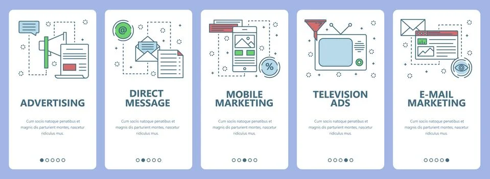 Vector modern thin line flat design advertising concept vertical banners Stock Illustration